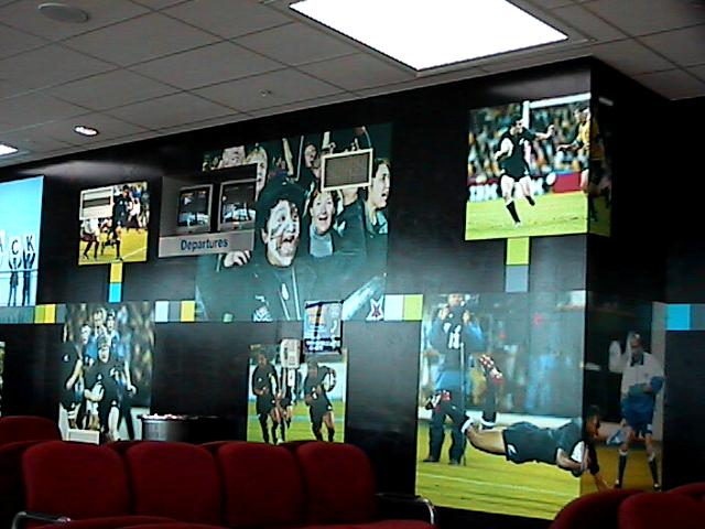 All Blacks mural at the gate, Christchurch Airport domestic terminal